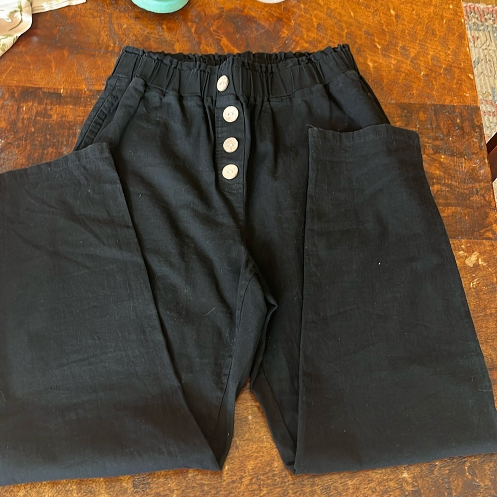 Button front linen pants